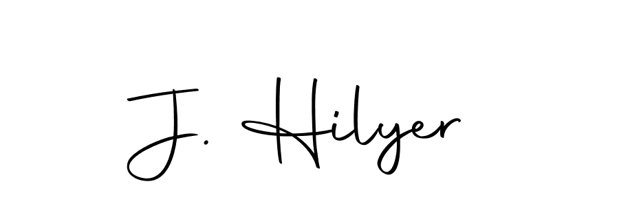 How to make J. Hilyer name signature. Use Autography-DOLnW style for creating short signs online. This is the latest handwritten sign. J. Hilyer signature style 10 images and pictures png