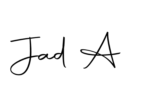 How to make Jad A name signature. Use Autography-DOLnW style for creating short signs online. This is the latest handwritten sign. Jad A signature style 10 images and pictures png