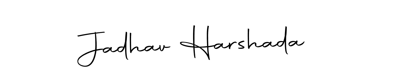 How to make Jadhav Harshada name signature. Use Autography-DOLnW style for creating short signs online. This is the latest handwritten sign. Jadhav Harshada signature style 10 images and pictures png