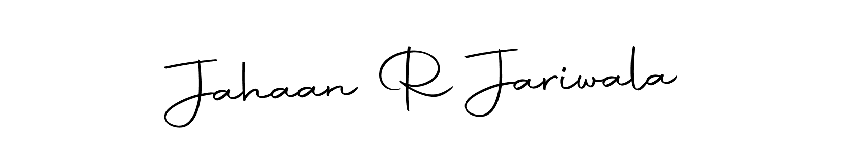 How to make Jahaan R Jariwala name signature. Use Autography-DOLnW style for creating short signs online. This is the latest handwritten sign. Jahaan R Jariwala signature style 10 images and pictures png