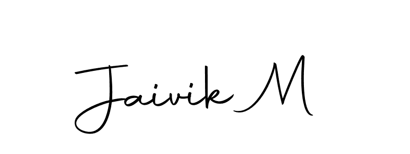 Use a signature maker to create a handwritten signature online. With this signature software, you can design (Autography-DOLnW) your own signature for name Jaivik M. Jaivik M signature style 10 images and pictures png