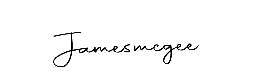 How to make Jamesmcgee name signature. Use Autography-DOLnW style for creating short signs online. This is the latest handwritten sign. Jamesmcgee signature style 10 images and pictures png