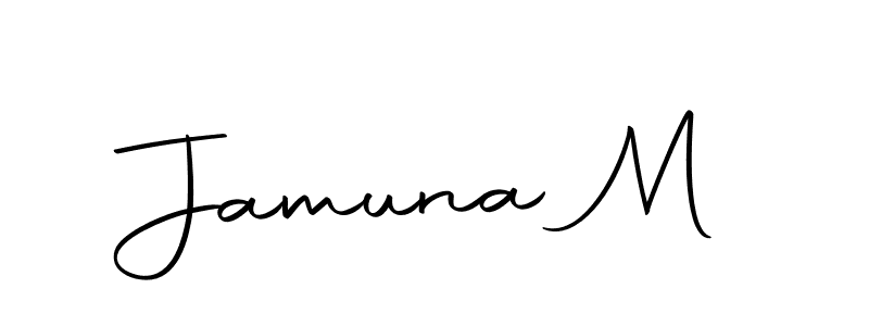 How to make Jamuna M name signature. Use Autography-DOLnW style for creating short signs online. This is the latest handwritten sign. Jamuna M signature style 10 images and pictures png