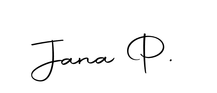 Use a signature maker to create a handwritten signature online. With this signature software, you can design (Autography-DOLnW) your own signature for name Jana P.. Jana P. signature style 10 images and pictures png