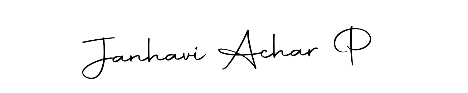 The best way (Autography-DOLnW) to make a short signature is to pick only two or three words in your name. The name Janhavi Achar P include a total of six letters. For converting this name. Janhavi Achar P signature style 10 images and pictures png