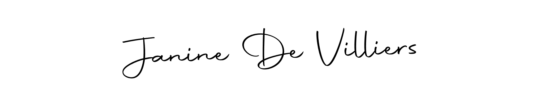 How to make Janine De Villiers name signature. Use Autography-DOLnW style for creating short signs online. This is the latest handwritten sign. Janine De Villiers signature style 10 images and pictures png