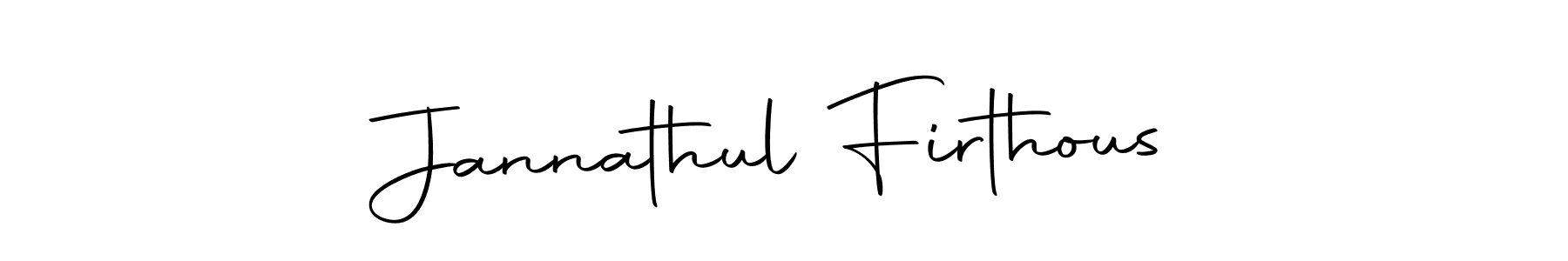 How to make Jannathul Firthous name signature. Use Autography-DOLnW style for creating short signs online. This is the latest handwritten sign. Jannathul Firthous signature style 10 images and pictures png