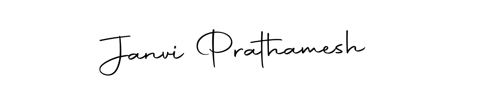 How to make Janvi Prathamesh name signature. Use Autography-DOLnW style for creating short signs online. This is the latest handwritten sign. Janvi Prathamesh signature style 10 images and pictures png