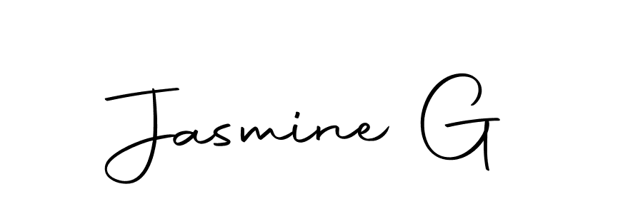 How to make Jasmine G name signature. Use Autography-DOLnW style for creating short signs online. This is the latest handwritten sign. Jasmine G signature style 10 images and pictures png