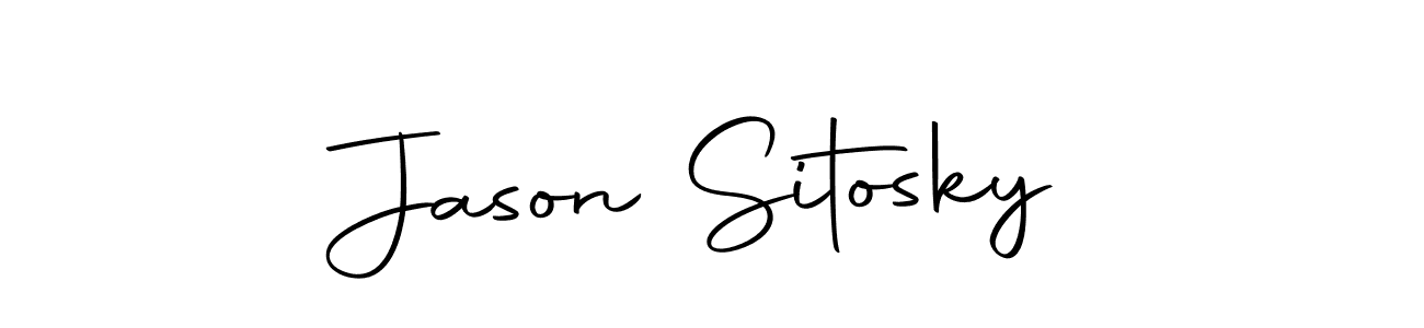 How to make Jason Sitosky name signature. Use Autography-DOLnW style for creating short signs online. This is the latest handwritten sign. Jason Sitosky signature style 10 images and pictures png