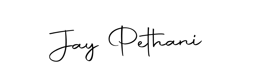 How to make Jay Pethani name signature. Use Autography-DOLnW style for creating short signs online. This is the latest handwritten sign. Jay Pethani signature style 10 images and pictures png