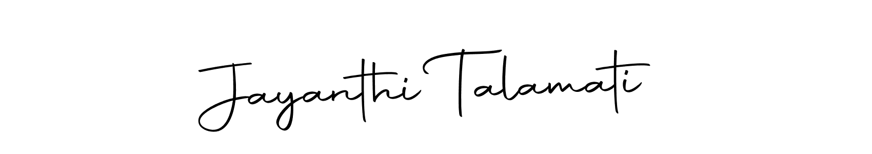 The best way (Autography-DOLnW) to make a short signature is to pick only two or three words in your name. The name Jayanthi Talamati include a total of six letters. For converting this name. Jayanthi Talamati signature style 10 images and pictures png