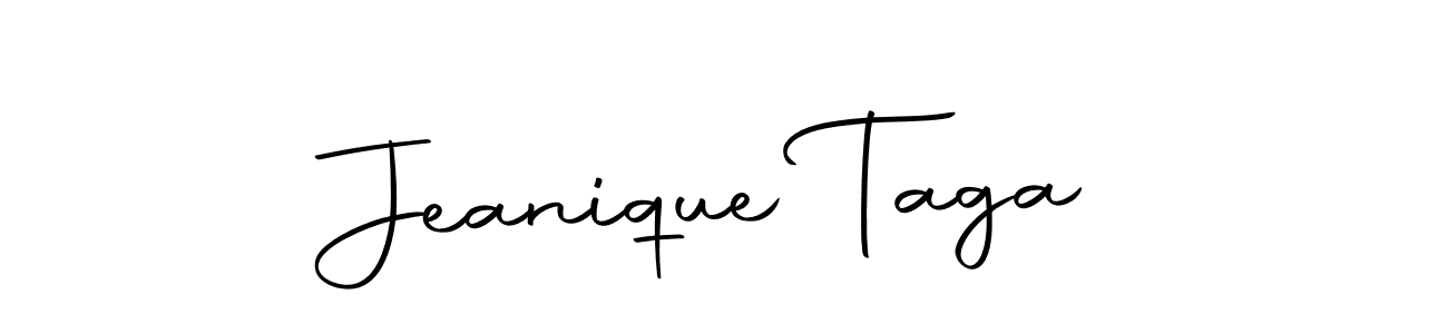How to make Jeanique Taga name signature. Use Autography-DOLnW style for creating short signs online. This is the latest handwritten sign. Jeanique Taga signature style 10 images and pictures png