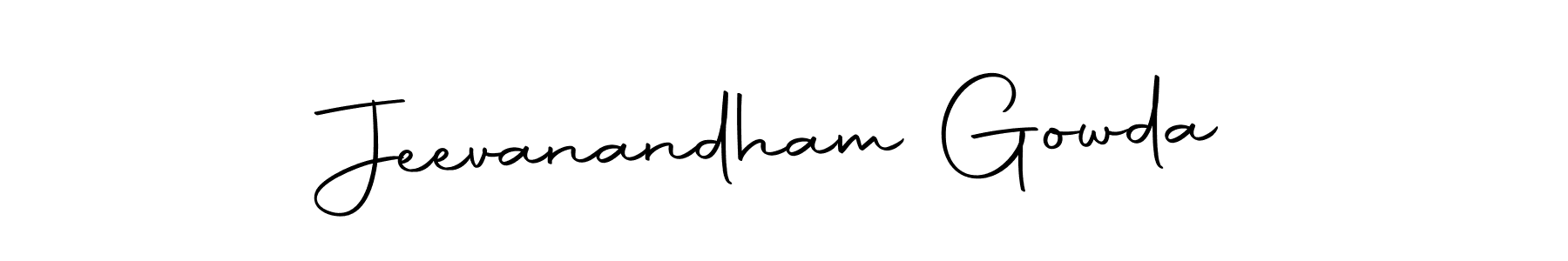 How to make Jeevanandham Gowda name signature. Use Autography-DOLnW style for creating short signs online. This is the latest handwritten sign. Jeevanandham Gowda signature style 10 images and pictures png