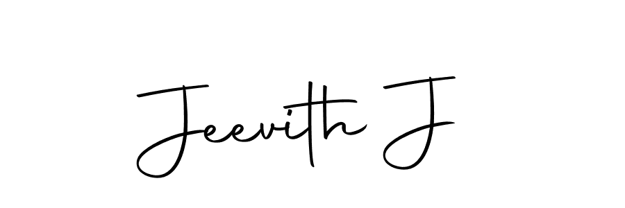 How to make Jeevith J name signature. Use Autography-DOLnW style for creating short signs online. This is the latest handwritten sign. Jeevith J signature style 10 images and pictures png