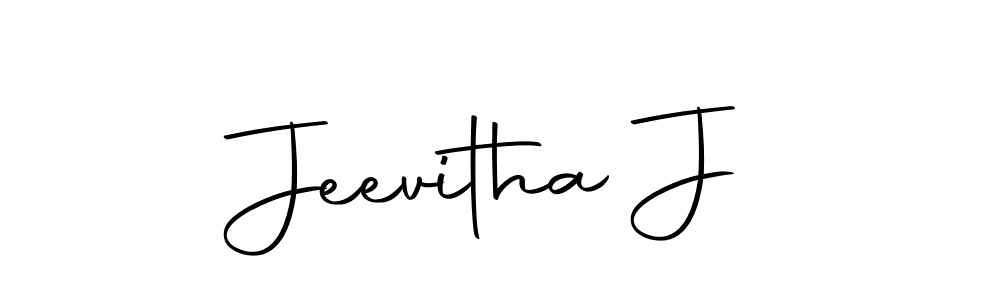 How to make Jeevitha J name signature. Use Autography-DOLnW style for creating short signs online. This is the latest handwritten sign. Jeevitha J signature style 10 images and pictures png