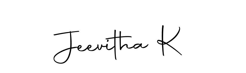 The best way (Autography-DOLnW) to make a short signature is to pick only two or three words in your name. The name Jeevitha K include a total of six letters. For converting this name. Jeevitha K signature style 10 images and pictures png