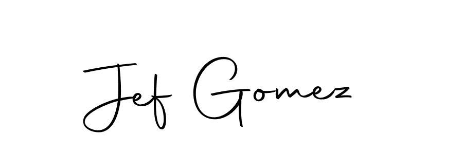 How to make Jef Gomez name signature. Use Autography-DOLnW style for creating short signs online. This is the latest handwritten sign. Jef Gomez signature style 10 images and pictures png