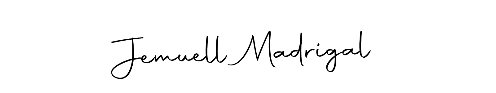 How to make Jemuell Madrigal name signature. Use Autography-DOLnW style for creating short signs online. This is the latest handwritten sign. Jemuell Madrigal signature style 10 images and pictures png