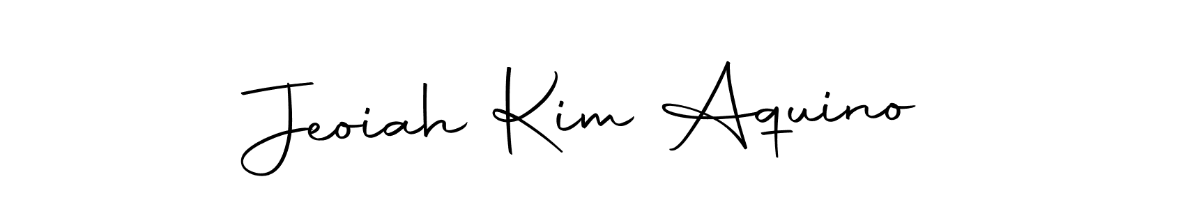 How to make Jeoiah Kim Aquino name signature. Use Autography-DOLnW style for creating short signs online. This is the latest handwritten sign. Jeoiah Kim Aquino signature style 10 images and pictures png