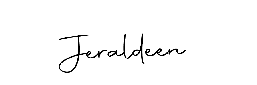 How to make Jeraldeen name signature. Use Autography-DOLnW style for creating short signs online. This is the latest handwritten sign. Jeraldeen signature style 10 images and pictures png