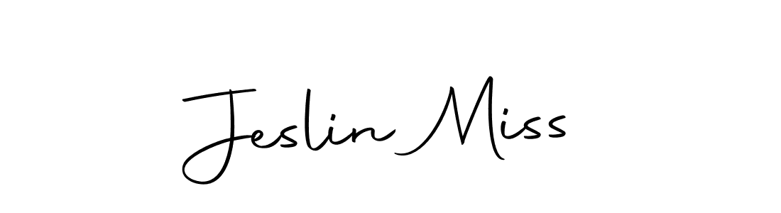 How to make Jeslin Miss name signature. Use Autography-DOLnW style for creating short signs online. This is the latest handwritten sign. Jeslin Miss signature style 10 images and pictures png