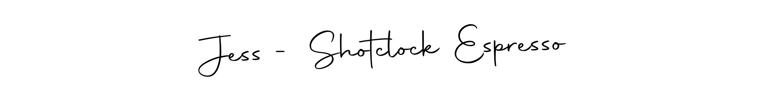 It looks lik you need a new signature style for name Jess - Shotclock Espresso. Design unique handwritten (Autography-DOLnW) signature with our free signature maker in just a few clicks. Jess - Shotclock Espresso signature style 10 images and pictures png