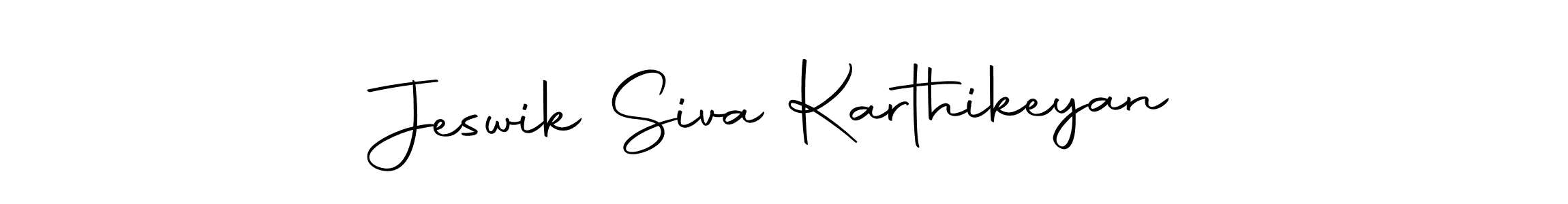 How to make Jeswik Siva Karthikeyan name signature. Use Autography-DOLnW style for creating short signs online. This is the latest handwritten sign. Jeswik Siva Karthikeyan signature style 10 images and pictures png