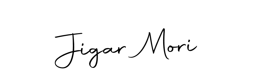 How to make Jigar Mori name signature. Use Autography-DOLnW style for creating short signs online. This is the latest handwritten sign. Jigar Mori signature style 10 images and pictures png