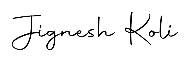 The Autography-DOLnW typeface gives name Jignesh Koli a refined look. Suitable for certificates, diplomas, and official verification. Jignesh Koli signature style 10 images and pictures png