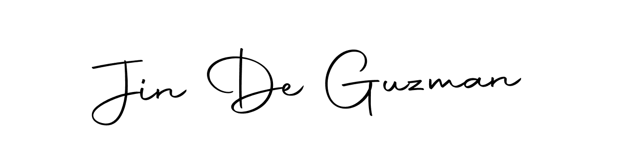 How to make Jin De Guzman name signature. Use Autography-DOLnW style for creating short signs online. This is the latest handwritten sign. Jin De Guzman signature style 10 images and pictures png