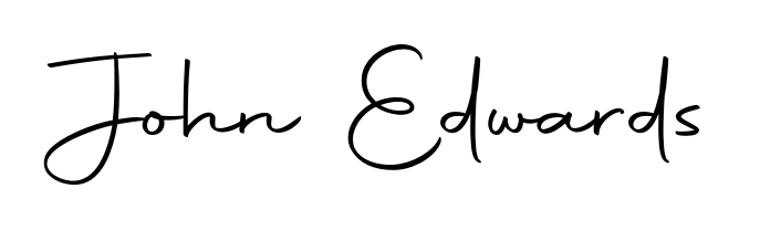 Discover how John Edwards looks in an executive cursive font (Autography-DOLnW). Perfect for legal documents, invoices, and certificates. John Edwards signature style 10 images and pictures png