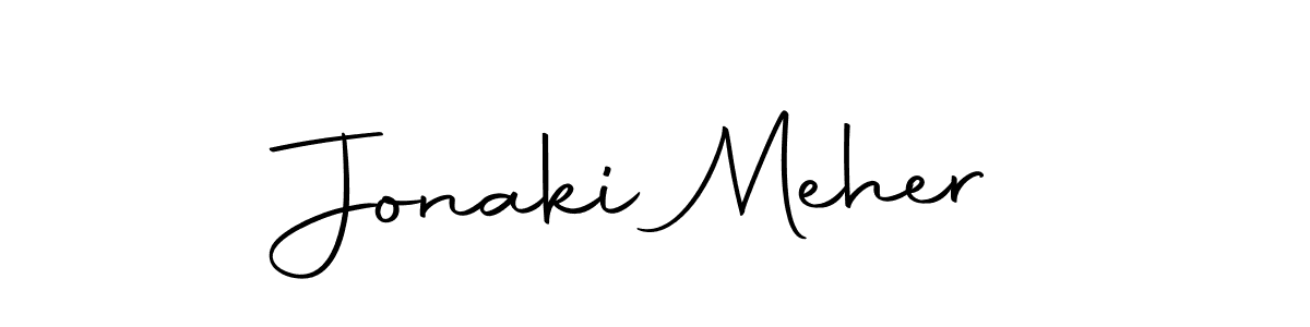 How to make Jonaki Meher name signature. Use Autography-DOLnW style for creating short signs online. This is the latest handwritten sign. Jonaki Meher signature style 10 images and pictures png