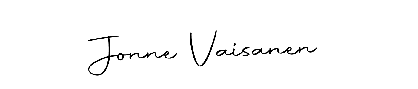 How to make Jonne Vaisanen name signature. Use Autography-DOLnW style for creating short signs online. This is the latest handwritten sign. Jonne Vaisanen signature style 10 images and pictures png