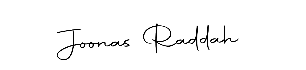 How to make Joonas Raddah name signature. Use Autography-DOLnW style for creating short signs online. This is the latest handwritten sign. Joonas Raddah signature style 10 images and pictures png