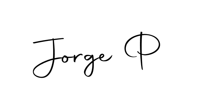 How to make Jorge P name signature. Use Autography-DOLnW style for creating short signs online. This is the latest handwritten sign. Jorge P signature style 10 images and pictures png