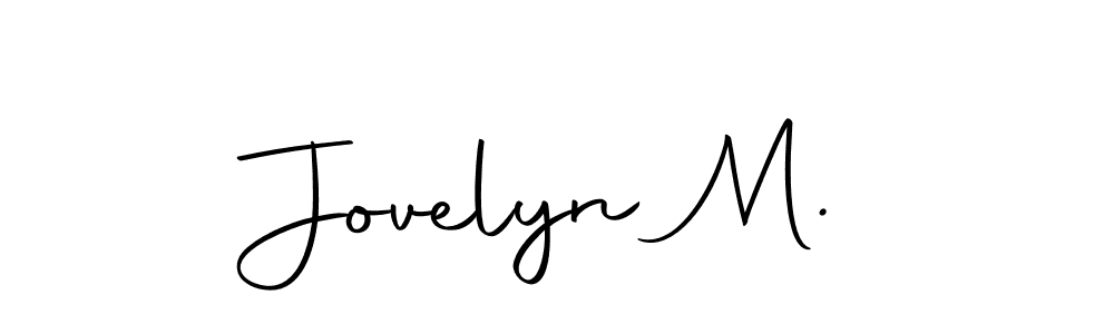 You should practise on your own different ways (Autography-DOLnW) to write your name (Jovelyn M.) in signature. don't let someone else do it for you. Jovelyn M. signature style 10 images and pictures png