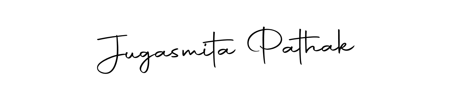 How to make Jugasmita Pathak name signature. Use Autography-DOLnW style for creating short signs online. This is the latest handwritten sign. Jugasmita Pathak signature style 10 images and pictures png