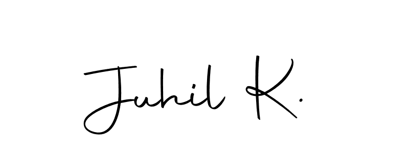 You should practise on your own different ways (Autography-DOLnW) to write your name (Juhil K.) in signature. don't let someone else do it for you. Juhil K. signature style 10 images and pictures png