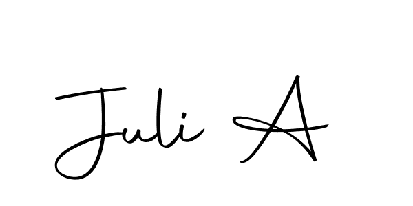You should practise on your own different ways (Autography-DOLnW) to write your name (Juli A) in signature. don't let someone else do it for you. Juli A signature style 10 images and pictures png