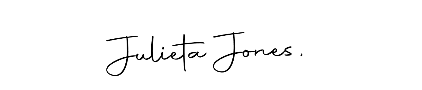 You should practise on your own different ways (Autography-DOLnW) to write your name (Julieta Jones,) in signature. don't let someone else do it for you. Julieta Jones, signature style 10 images and pictures png