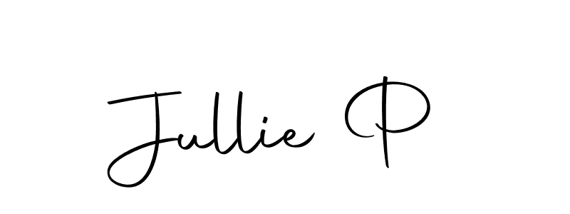 Similarly Autography-DOLnW is the best handwritten signature design. Signature creator online .You can use it as an online autograph creator for name Jullie P. Jullie P signature style 10 images and pictures png