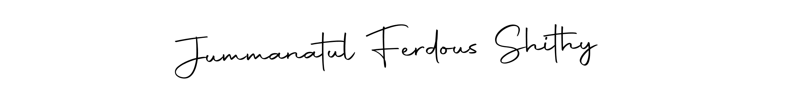 How to make Jummanatul Ferdous Shithy name signature. Use Autography-DOLnW style for creating short signs online. This is the latest handwritten sign. Jummanatul Ferdous Shithy signature style 10 images and pictures png