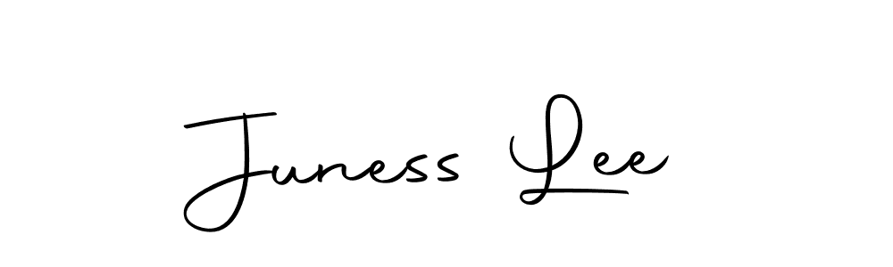 How to make Juness Lee name signature. Use Autography-DOLnW style for creating short signs online. This is the latest handwritten sign. Juness Lee signature style 10 images and pictures png