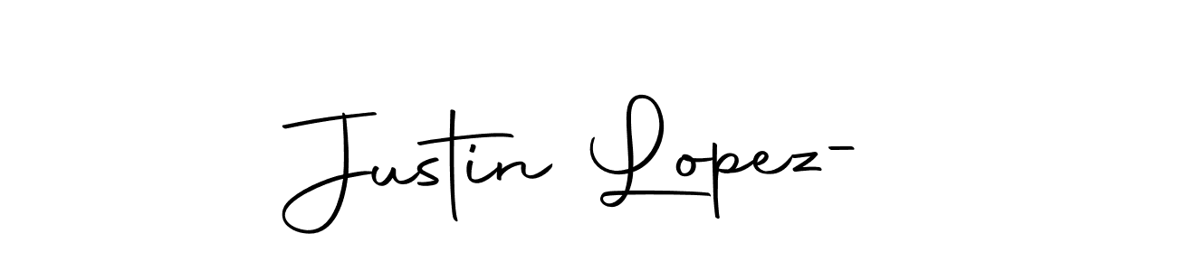 How to make Justin Lopez- name signature. Use Autography-DOLnW style for creating short signs online. This is the latest handwritten sign. Justin Lopez- signature style 10 images and pictures png