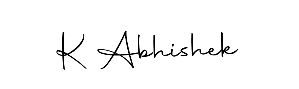 You should practise on your own different ways (Autography-DOLnW) to write your name (K Abhishek) in signature. don't let someone else do it for you. K Abhishek signature style 10 images and pictures png