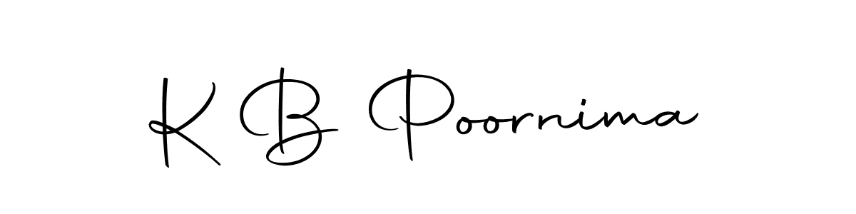 Create a beautiful signature design for name K B Poornima. With this signature (Autography-DOLnW) fonts, you can make a handwritten signature for free. K B Poornima signature style 10 images and pictures png