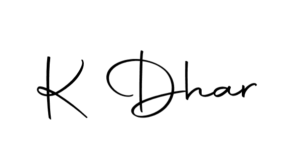 Design your own signature with our free online signature maker. With this signature software, you can create a handwritten (Autography-DOLnW) signature for name K Dhar. K Dhar signature style 10 images and pictures png