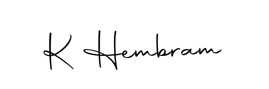 You should practise on your own different ways (Autography-DOLnW) to write your name (K Hembram) in signature. don't let someone else do it for you. K Hembram signature style 10 images and pictures png