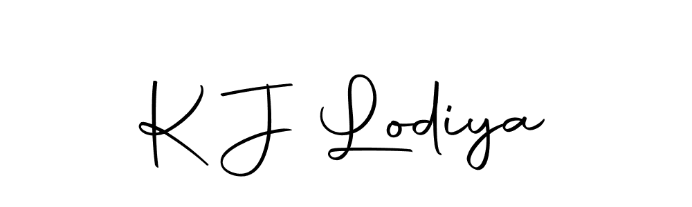 How to make K J Lodiya name signature. Use Autography-DOLnW style for creating short signs online. This is the latest handwritten sign. K J Lodiya signature style 10 images and pictures png